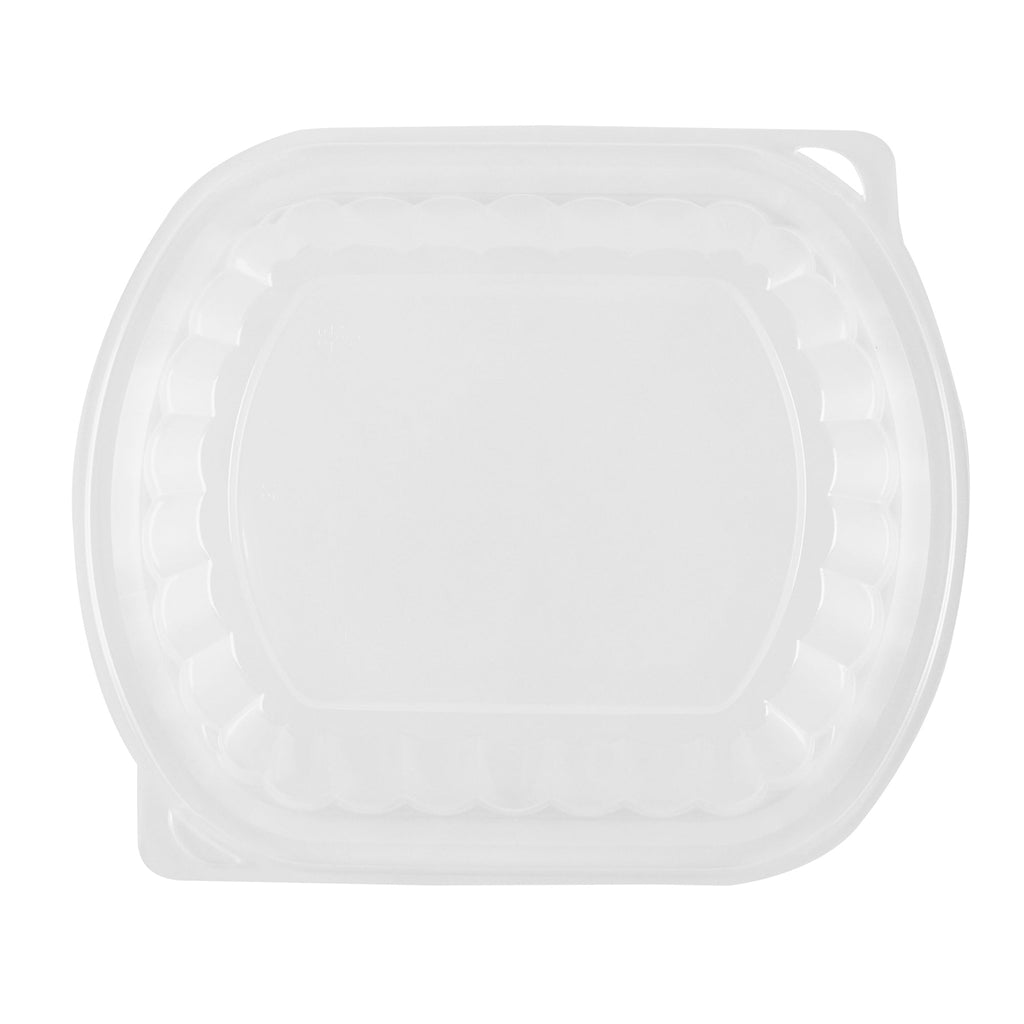 Chef 101 34 oz Oval Black Plastic Food Container - with Clear Lid, Microwavable - 9 1/2" x 8" x 2 3/4" - 50 count box