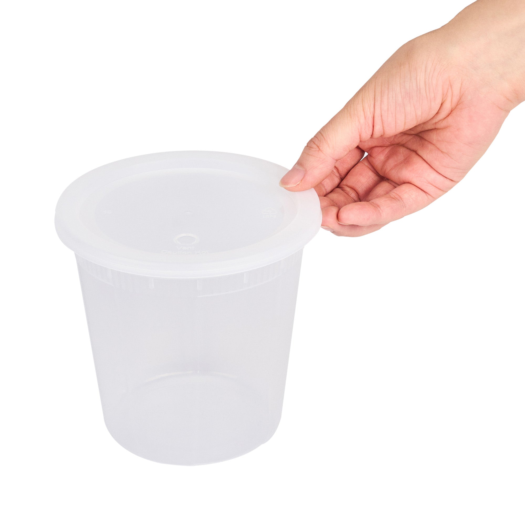 Asporto 32 oz Round Clear Plastic Soup Container - with Lid, Microwavable - 5" x 5" x 5" - 50 count box
