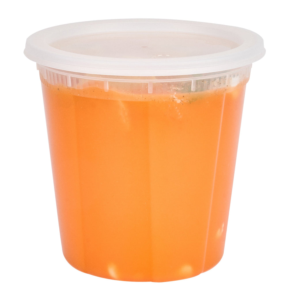 Asporto 32 oz Round Clear Plastic Soup Container - with Lid, Microwavable - 5" x 5" x 5" - 100 count box