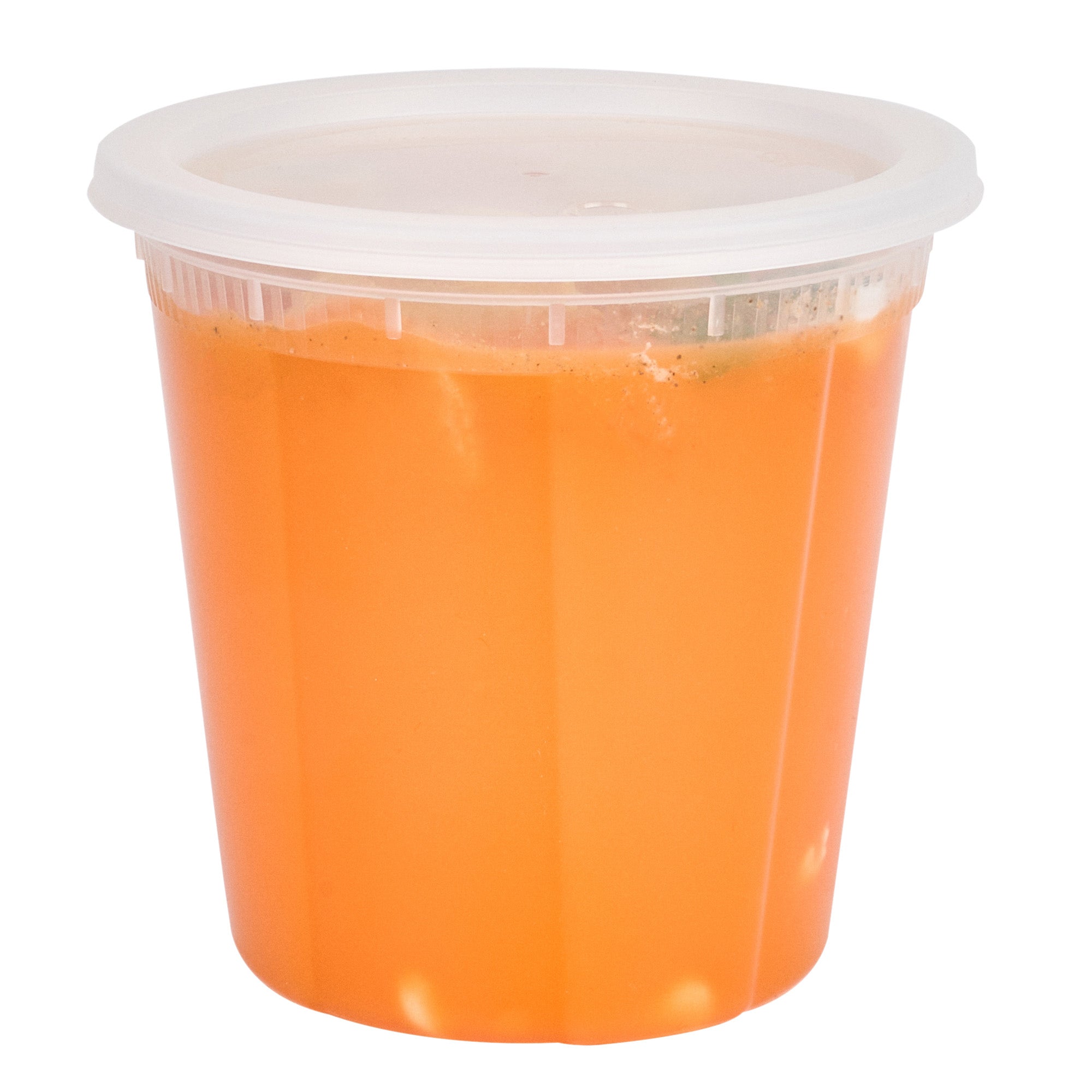 Asporto 32 oz Round Clear Plastic Soup Container - with Lid, Microwavable - 5" x 5" x 5" - 100 count box