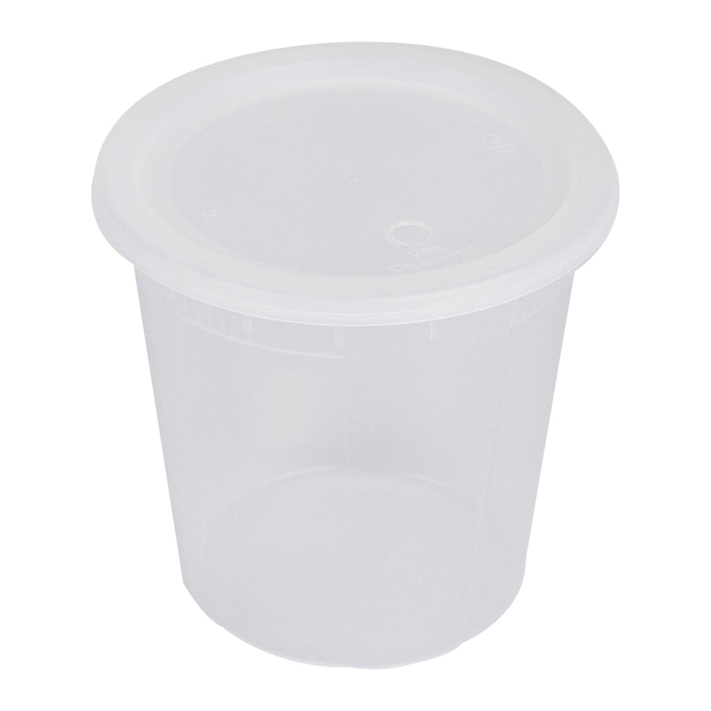 Asporto 32 oz Round Clear Plastic Soup Container - with Lid, Microwavable - 5" x 5" x 5" - 100 count box