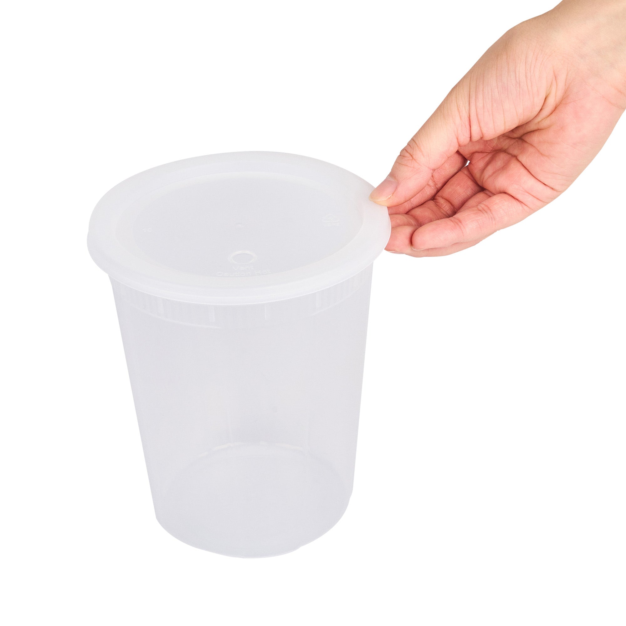 Asporto 40 oz Round Clear Plastic Soup Container - with Lid, Microwavable - 5" x 5" x 6" - 50 count box