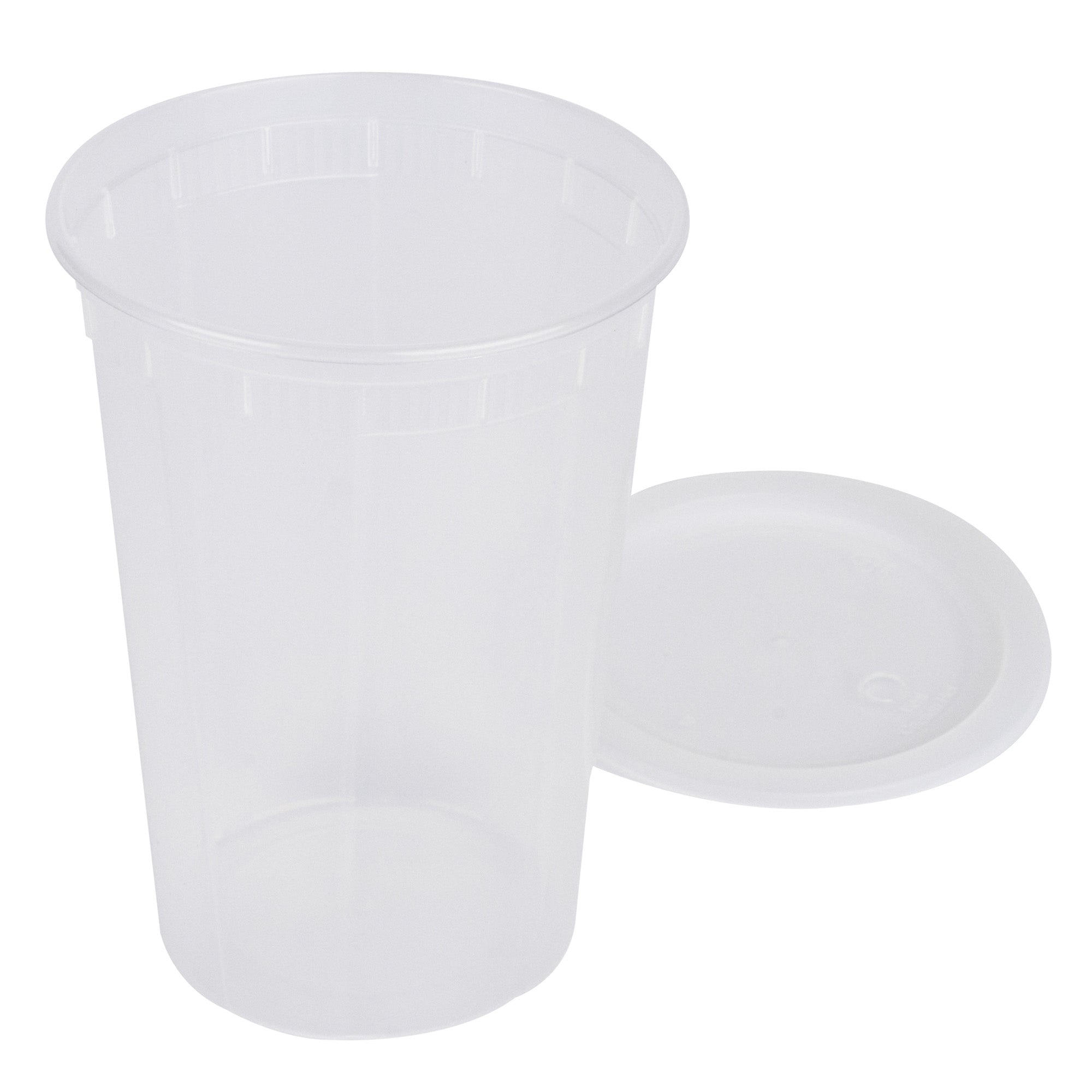 Asporto 48 oz Round Clear Plastic Soup Container - with Lid, Microwavable - 5" x 5" x 7" - 100 count box