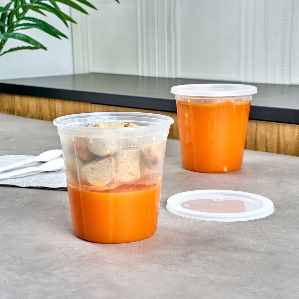 Asporto 16 oz Round Clear Plastic Insert - Fits 32, 40 and 48 oz Soup Container, Microwavable - 100 count box