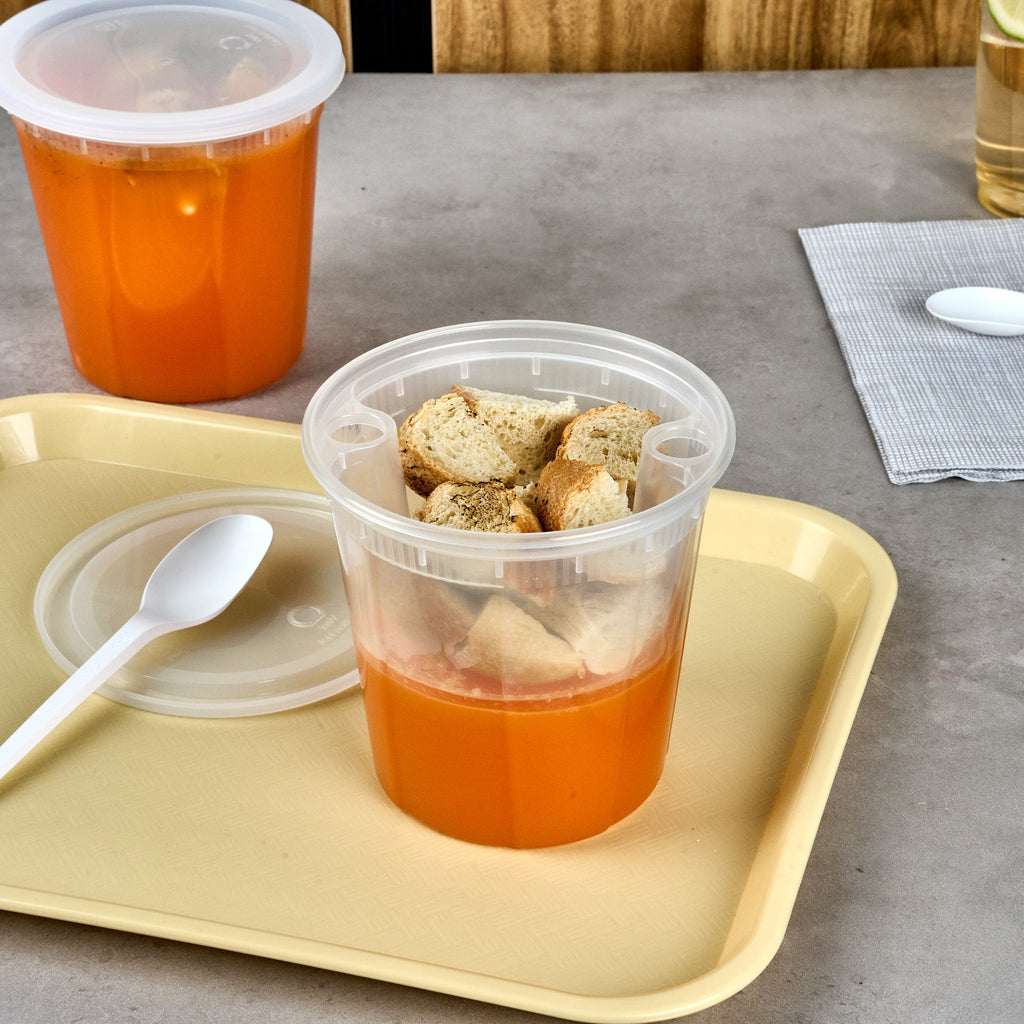 Asporto 16 oz Round Clear Plastic Insert - Fits 32, 40 and 48 oz Soup Container, Microwavable - 100 count box