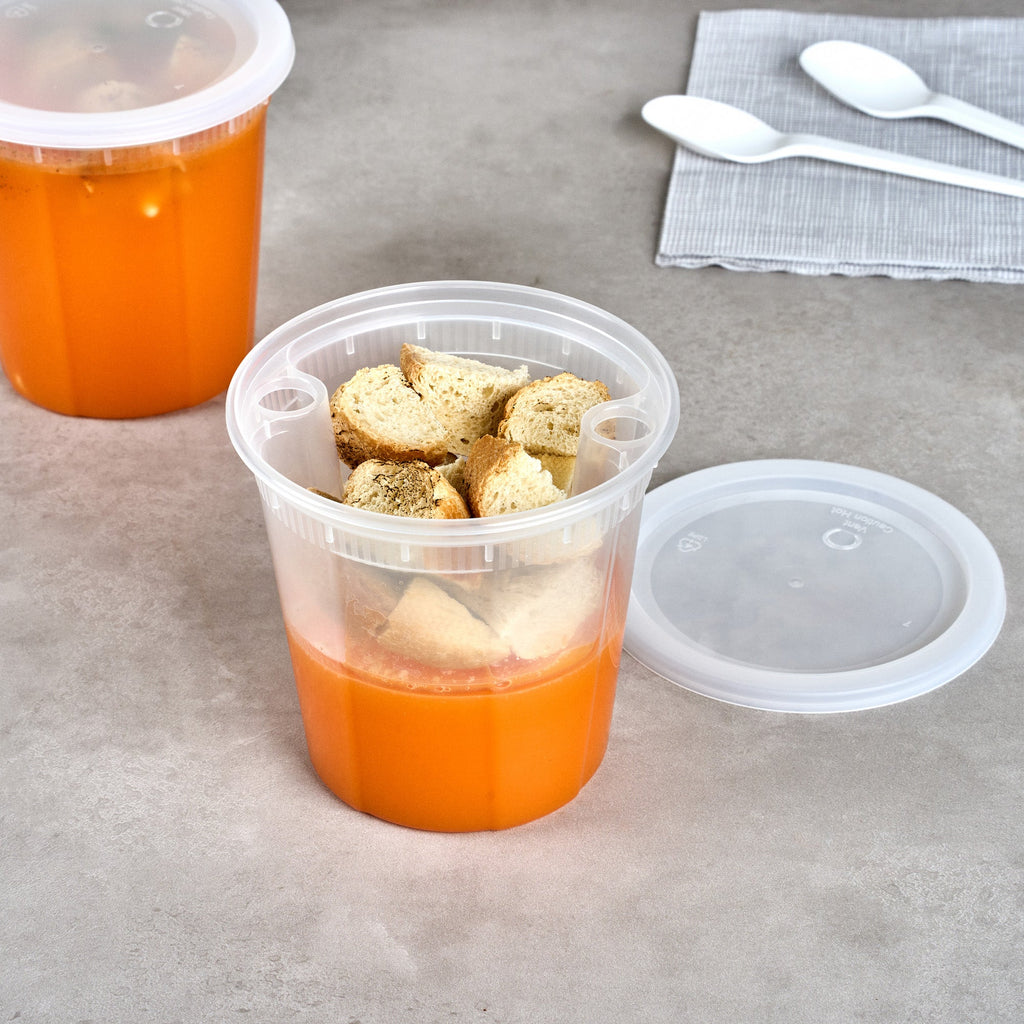 Asporto 16 oz Round Clear Plastic Insert - Fits 32, 40 and 48 oz Soup Container, Microwavable - 100 count box