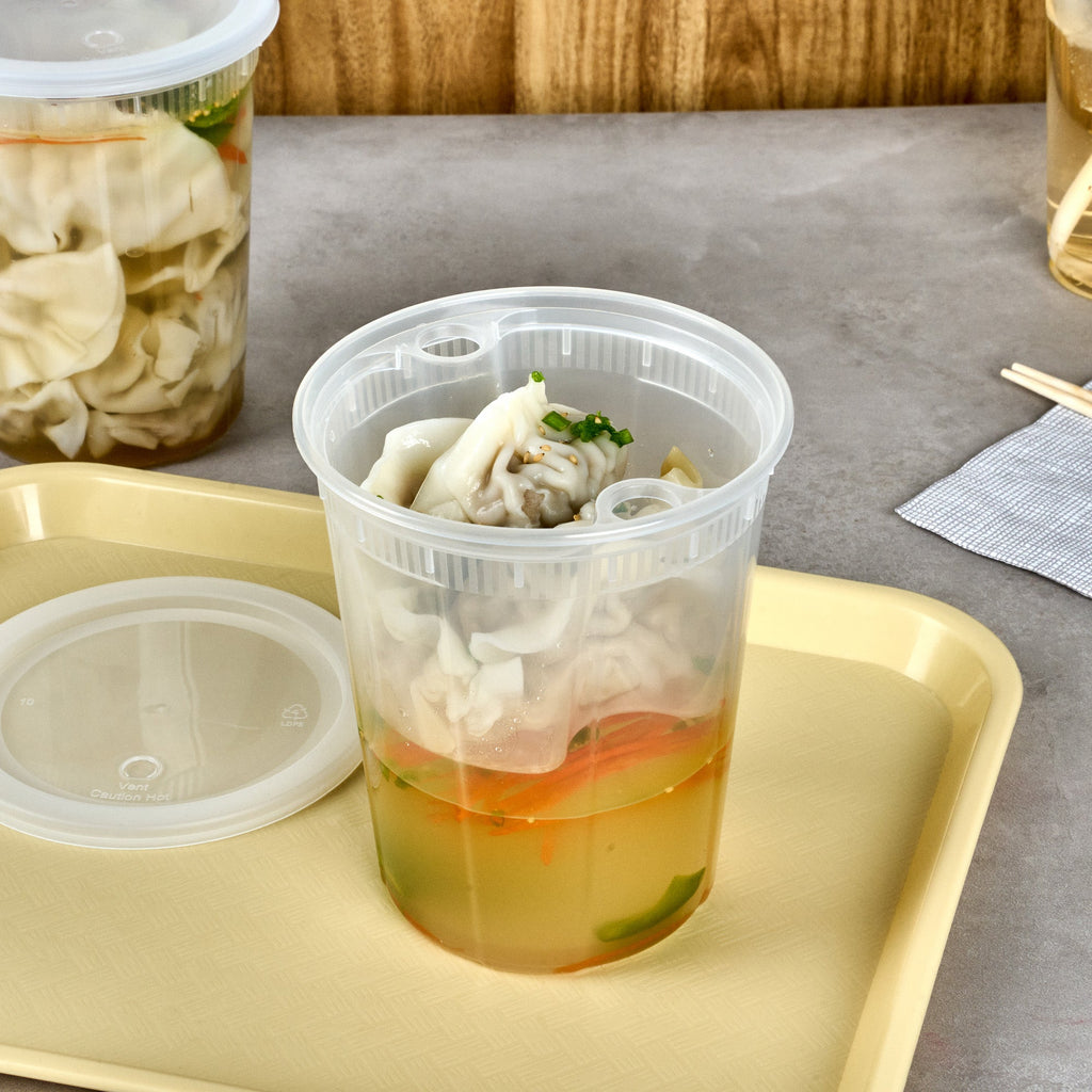 Asporto 20 oz Round Clear Plastic Insert - Fits 32, 40 and 48 oz Soup Container, Microwavable - 50 count box