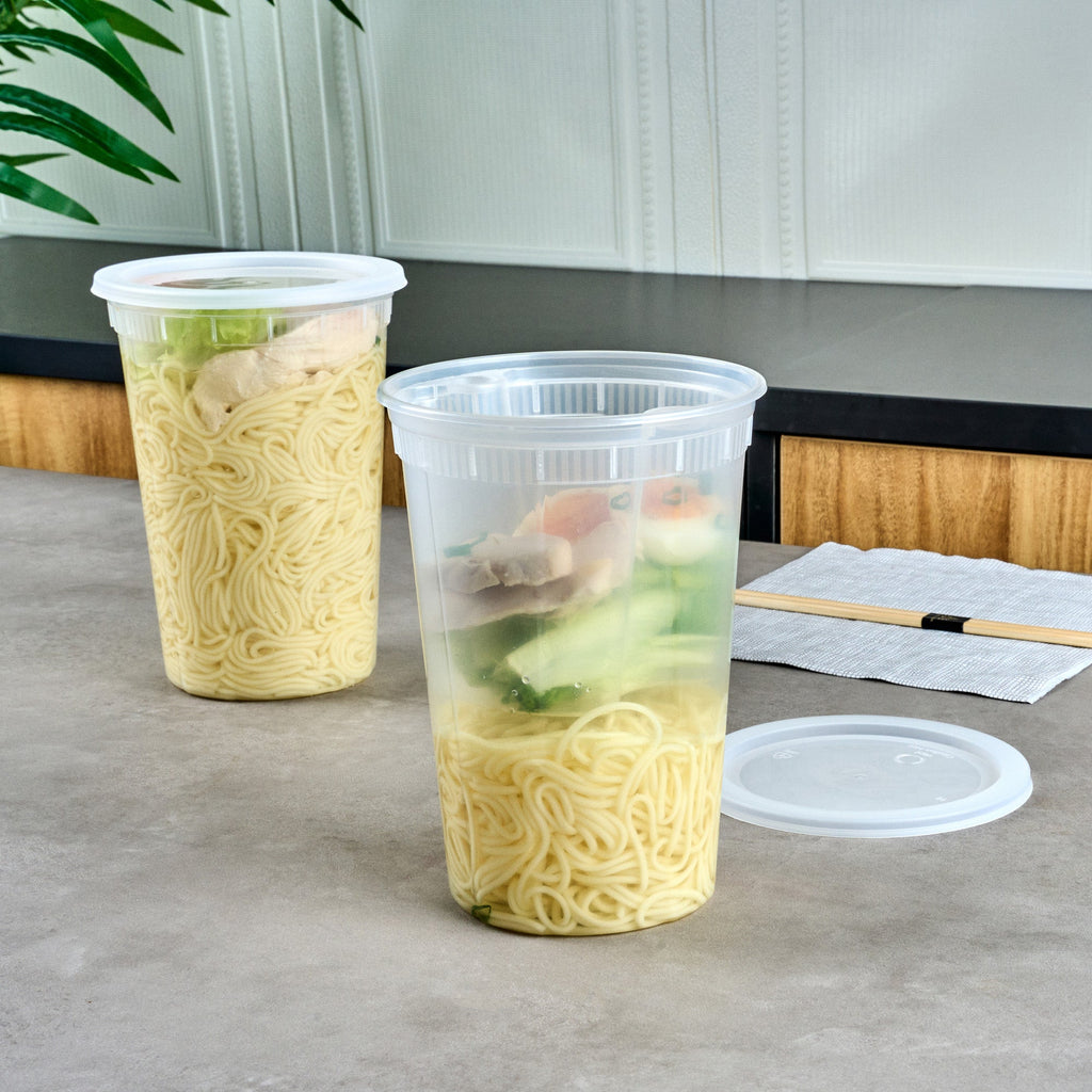 Asporto 24 oz Round Clear Plastic Insert - Fits 32, 40 and 48 oz Soup Container, Microwavable - 50 count box