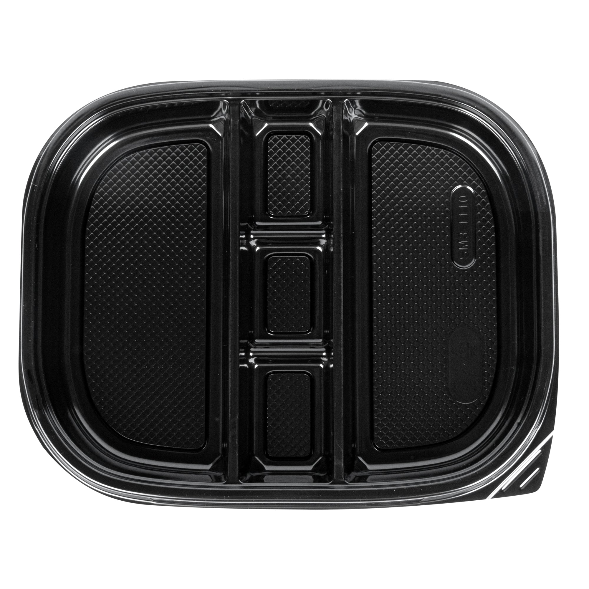 Bento Tek 51 oz Rectangle Black Plastic Bento Box - 5 Compartments - 12 1/4" x 9 3/4" x 1 1/2" - 100 count box