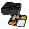 Bento Tek 40 oz Square Black Plastic Bento Box - 5 Compartments, Microwavable - 10 1/2" x 10 1/2" x 2" - 50 count box