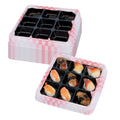Bento Tek 17 oz Square Pink and Black Plastic Bento Box - 9 Compartments - 8 1/2" x 8 1/2" x 1 1/4" - 50 count box