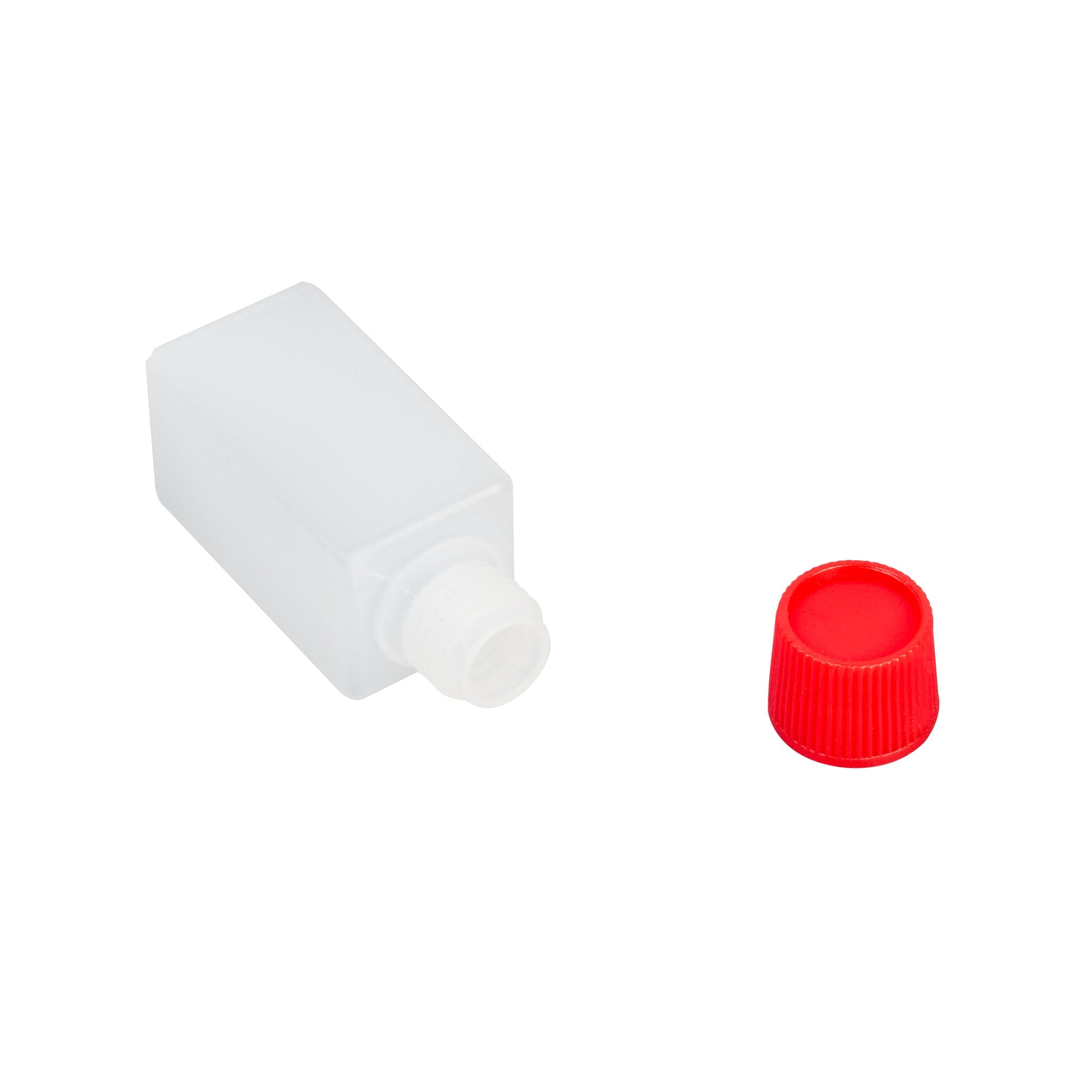 Bento Tek 6 mL Translucent Plastic Soy Sauce Bottle - with Red Cap - 1/2" x 1/2" x 1 3/4" - 100 count box
