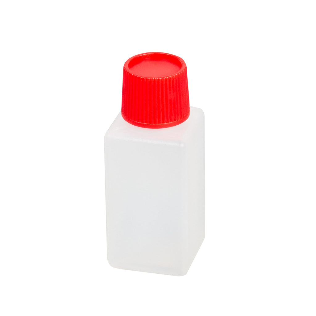 Bento Tek 6 mL Translucent Plastic Soy Sauce Bottle - with Red Cap - 1/2" x 1/2" x 1 3/4" - 1000 count box