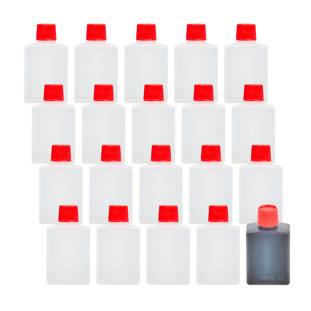Bento Tek 15 mL Translucent Plastic Soy Sauce Bottle - with Red Cap - 1" x 3/4" x 2" - 1000 count box