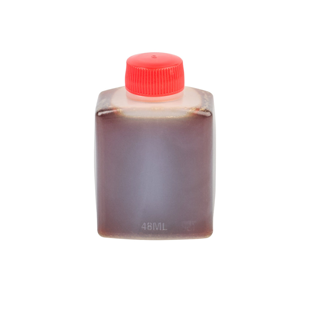 Bento Tek 2 oz Translucent Plastic Soy Sauce Bottle - with Red Cap - 1 1/2" x 1" x 2 1/2" - 1000 count box