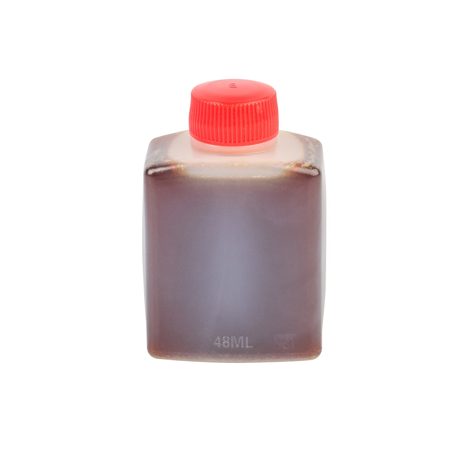 Bento Tek 2 oz Translucent Plastic Soy Sauce Bottle - with Red Cap - 1 1/2" x 1" x 2 1/2" - 1000 count box