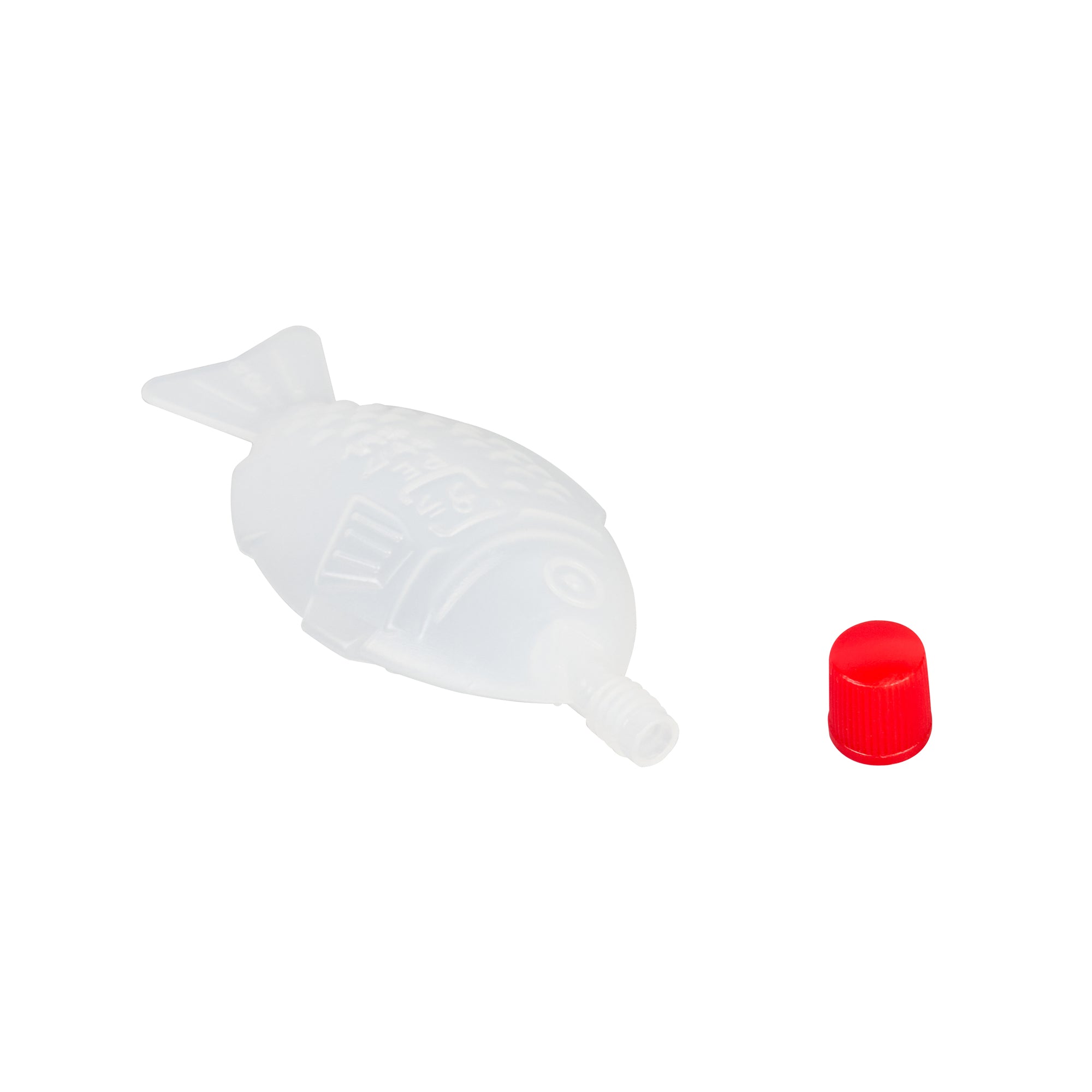 Bento Tek 3 mL Translucent Plastic Fish Soy Sauce Bottle - with Red Cap - 2 1/4" x 1/2" x 1" - 100 count box