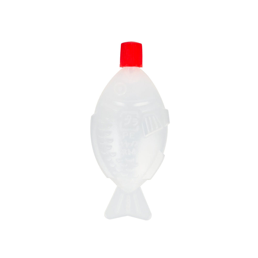 Bento Tek 8 mL Translucent Plastic Fish Soy Sauce Bottle - with Red Cap - 3" x 1/2" x 1 1/4" - 1000 count box