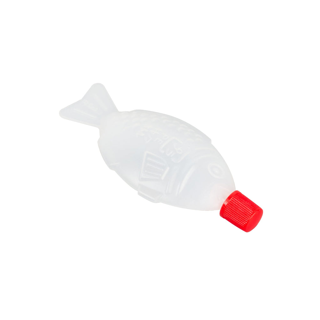 Bento Tek 8 mL Translucent Plastic Fish Soy Sauce Bottle - with Red Cap - 3" x 1/2" x 1 1/4" - 100 count box