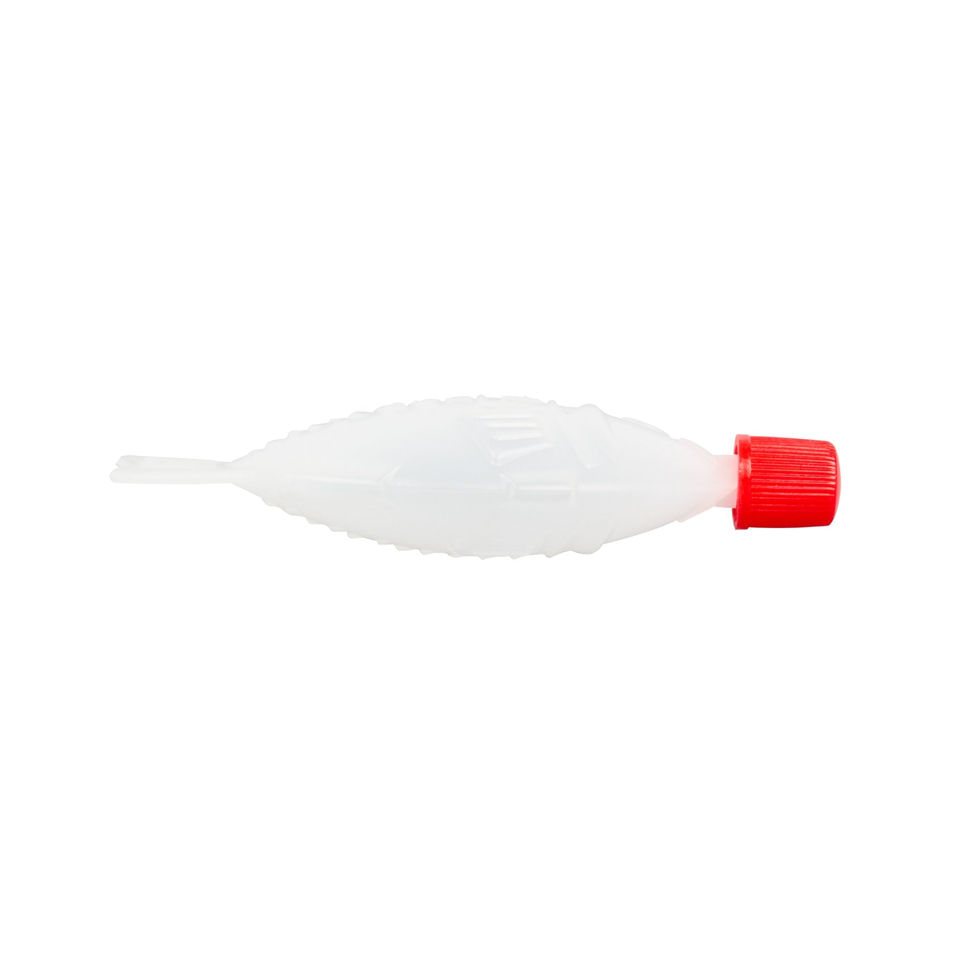 Bento Tek 8 mL Translucent Plastic Fish Soy Sauce Bottle - with Red Cap - 3" x 1/2" x 1 1/4" - 100 count box