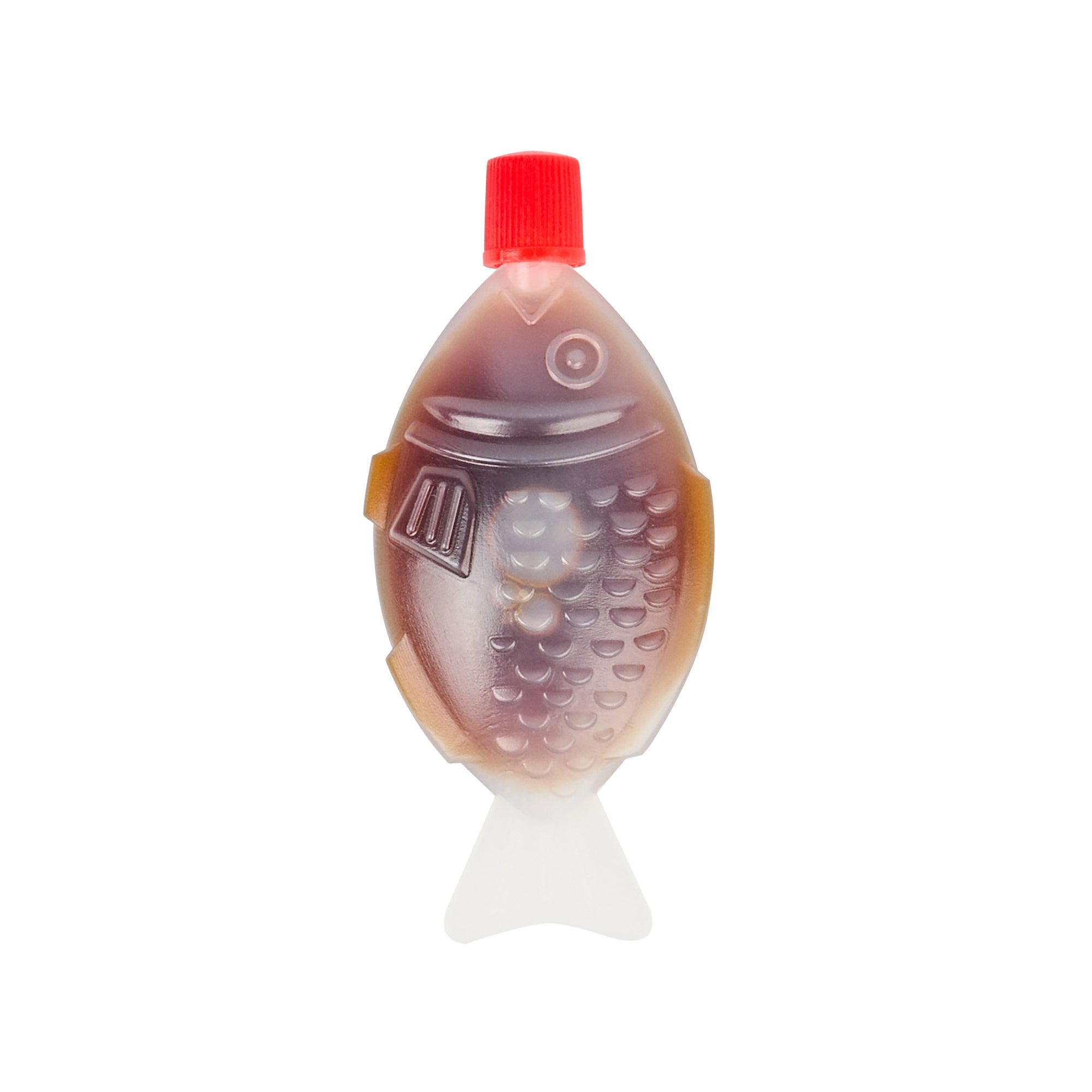 Bento Tek 8 mL Translucent Plastic Fish Soy Sauce Bottle - with Red Cap - 3" x 1/2" x 1 1/4" - 1000 count box