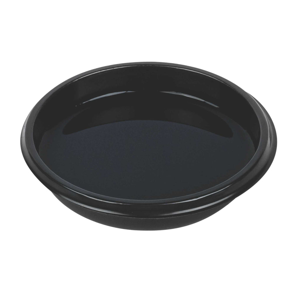 Bento Tek 2 oz Round Black Plastic Sauce Dish - 3" x 3" x 3/4" - 1000 count box