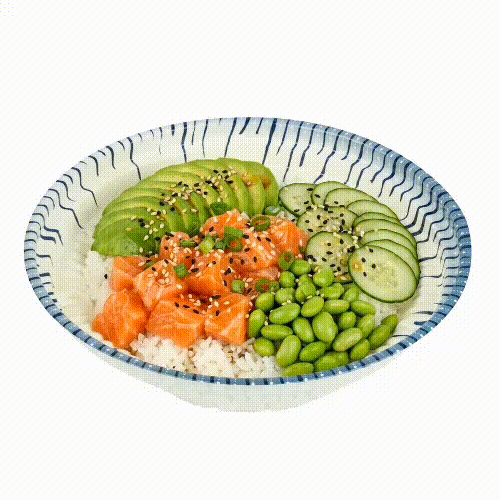 Bento Tek 10 oz Round White and Blue Plastic Asian Style Bowl - 6 1/2" x 6 1/2" x 1 3/4" - 100 count box