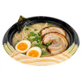 Bento Tek 14 oz Round Black and Gold Plastic Asian Style Bowl - 7" x 7" x 1 1/2" - 400 count box