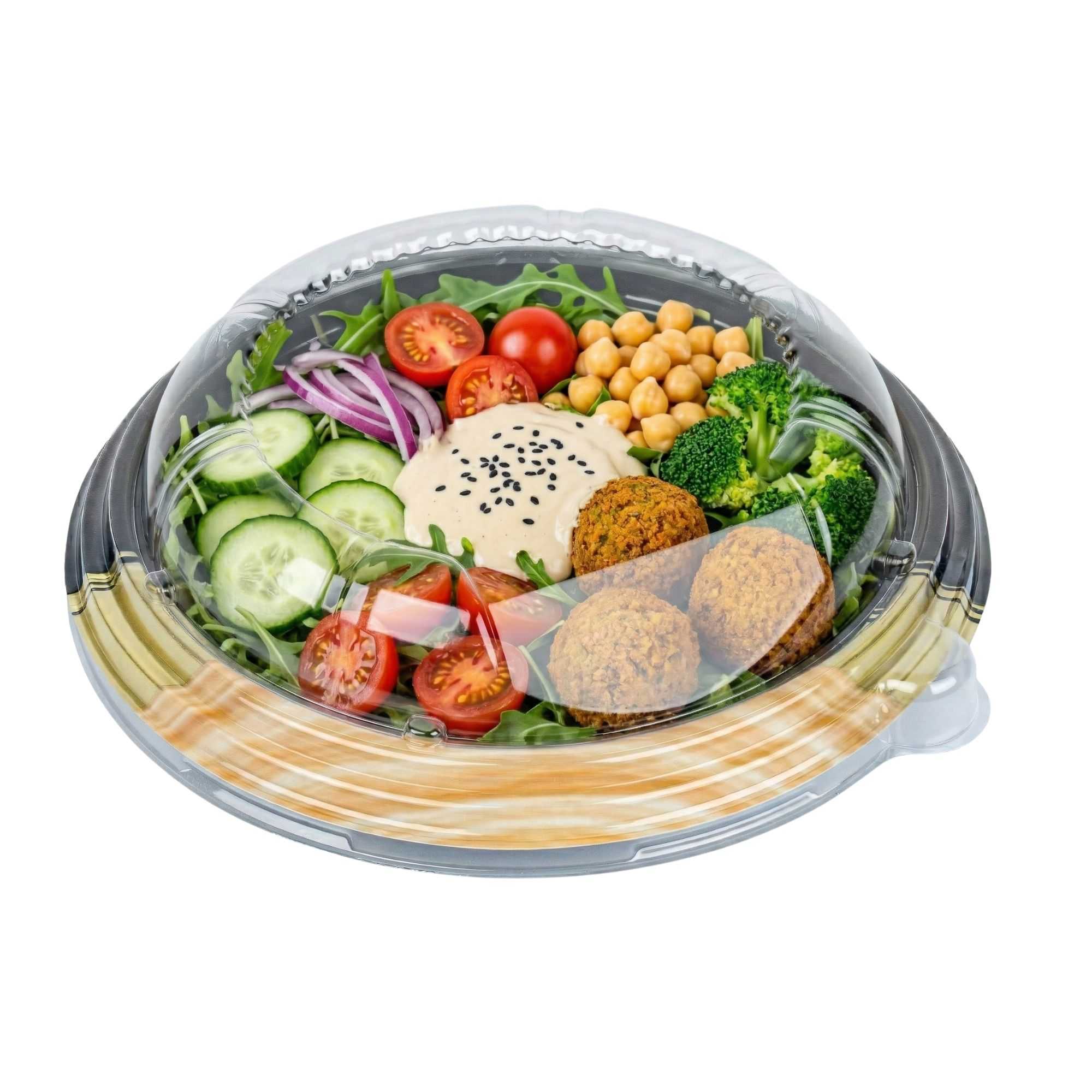 Bento Tek Round Clear Plastic Lid - Fits 14 oz Asian Style Bowl - 7 1/4'' x 7 1/4'' x 1 3/4'' - 100 count box