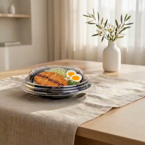 Bento Tek Round Clear Plastic Lid - Fits 14 oz Asian Style Bowl - 7 1/4'' x 7 1/4'' x 1 3/4'' - 400 count box