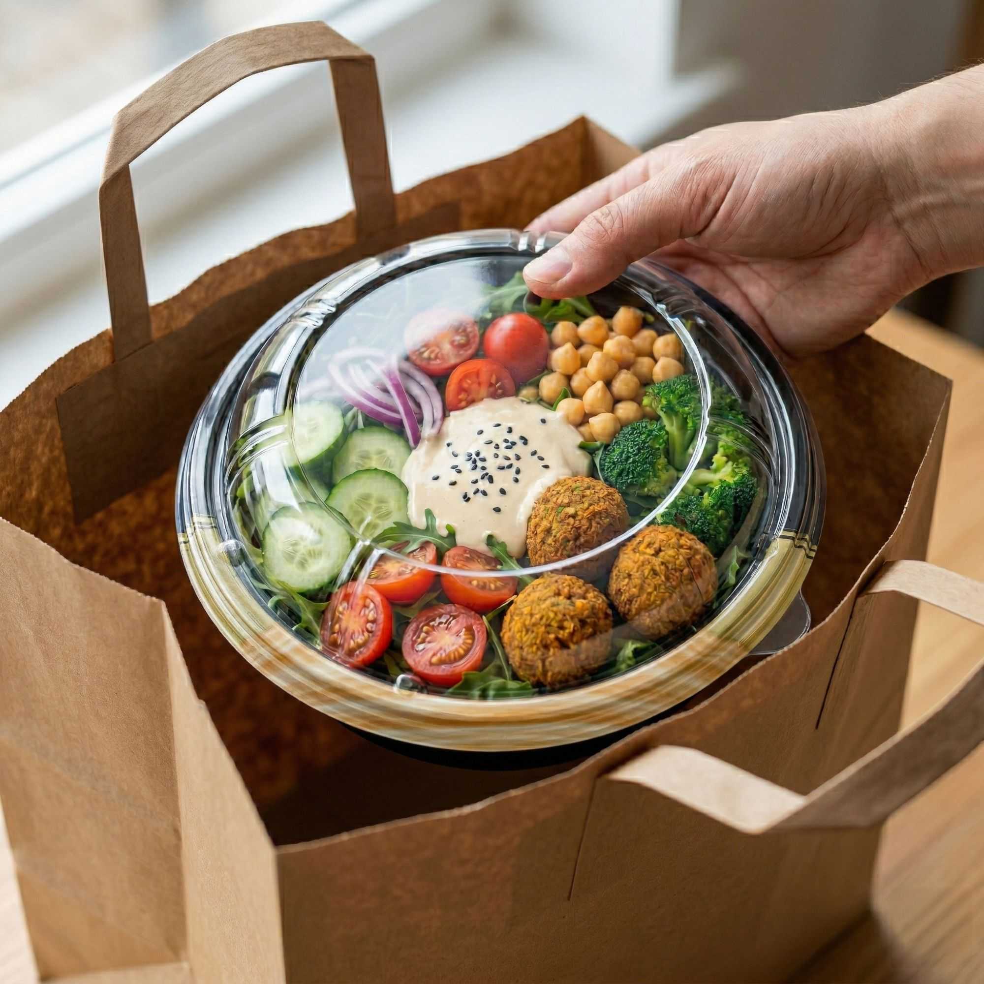 Bento Tek Round Clear Plastic Lid - Fits 14 oz Asian Style Bowl - 7 1/4'' x 7 1/4'' x 1 3/4'' - 400 count box