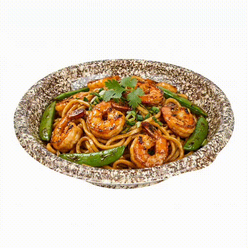 Bento Tek 10 oz Round Brown and White Plastic Asian Style Bowl - Microwavable - 6 3/4" x 6 3/4" x 1 1/2" - 100 count box