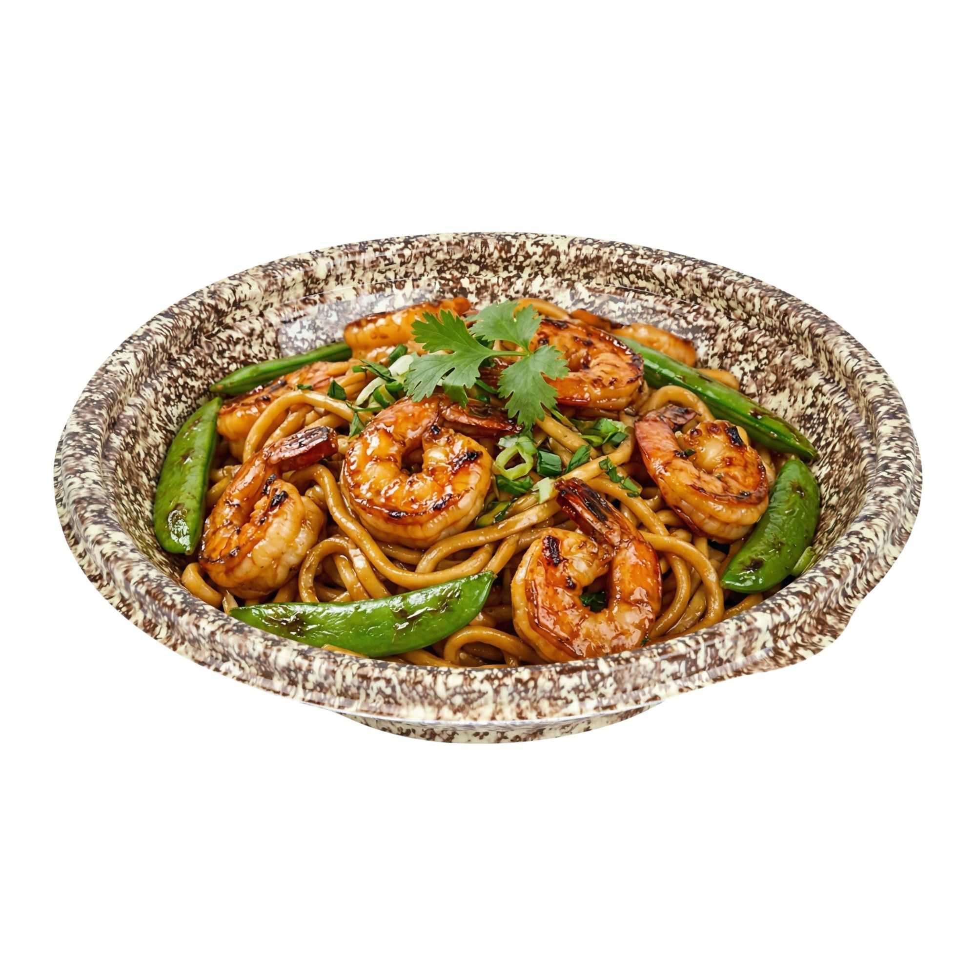 Bento Tek 10 oz Round Brown and White Plastic Asian Style Bowl - Microwavable - 6 3/4" x 6 3/4" x 1 1/2" - 400 count box