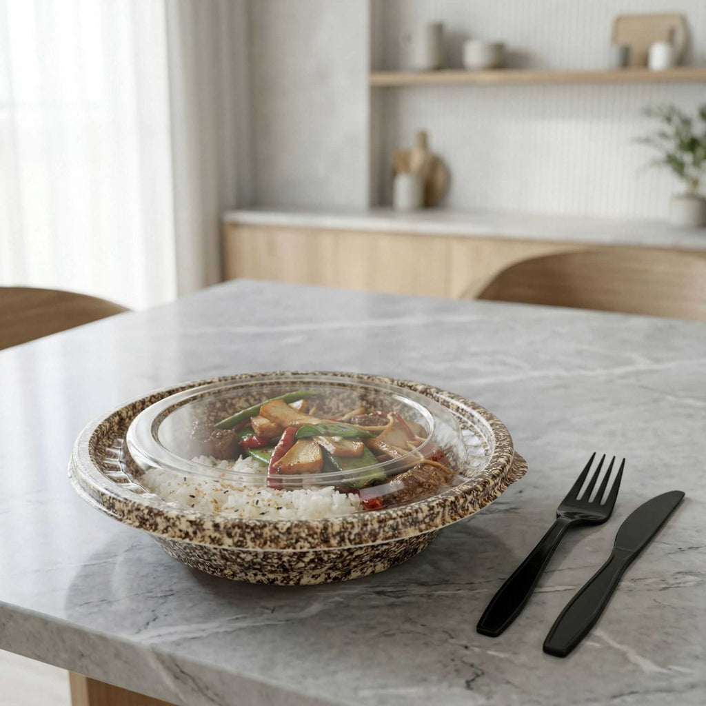 Bento Tek Round Clear Plastic Lid - Fits 10 oz Asian Style Bowl - 7'' x 7'' - 400 count box