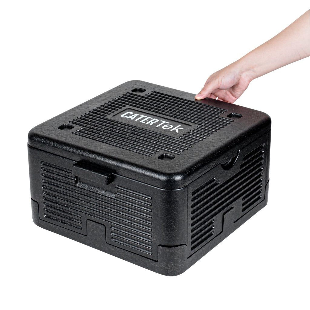 Cater Tek Black EPP Food Pan Carrier - Insulated, Top Loading, Collapsible - 15" x 15" x 8 3/4" - 1 count box