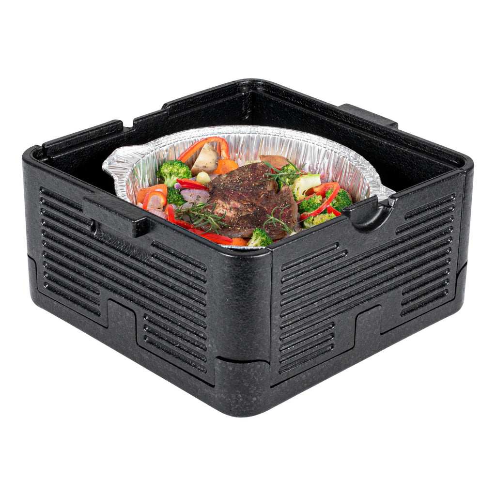 Cater Tek Black EPP Food Pan Carrier - Insulated, Top Loading, Collapsible - 15" x 15" x 8 3/4" - 1 count box