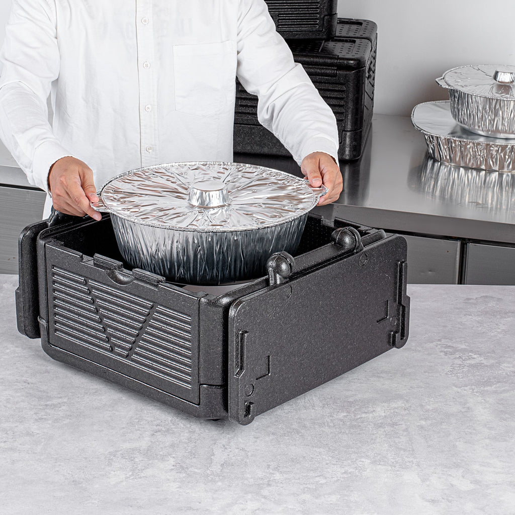 Cater Tek Black EPP Food Pan Carrier - Insulated, Top Loading, Collapsible - 16 3/4" x 16 3/4" x 9" - 1 count box