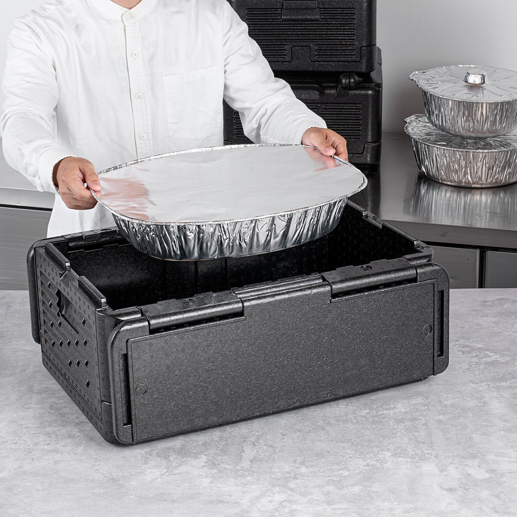 Cater Tek Black EPP Food Pan Carrier - Insulated, Top Loading, Collapsible - 23 1/2" x 16 1/4" x 10 1/4" - 1 count box