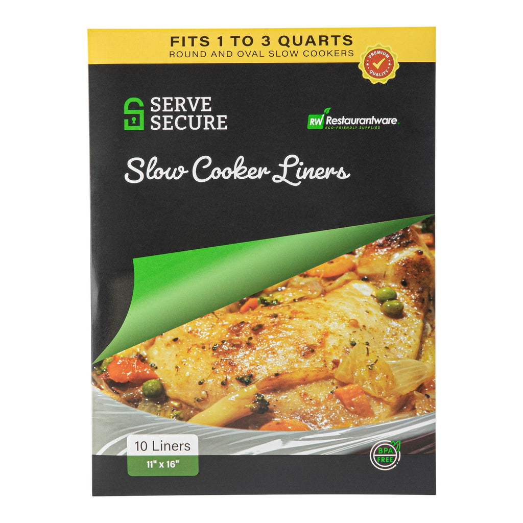 Serve Secure Clear Plastic Liner - Fits 1 To 3 Qt Slow Cooker, BPA-Free - 11" x 16" - 10 count box