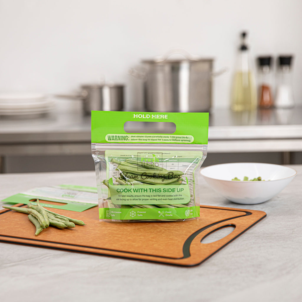 Fresh Hero Green Plastic Steam Bag - Microwave-Safe, BPA-Free - 7 1/2" x 7 1/2" - 500 count box