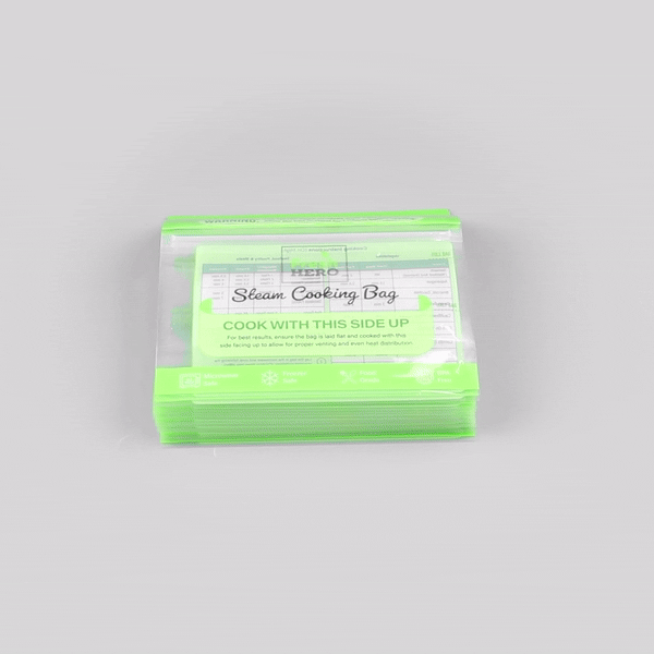 Fresh Hero Green Plastic Steam Bag - Microwave-Safe, BPA-Free - 7 1/2" x 7 1/2" - 500 count box