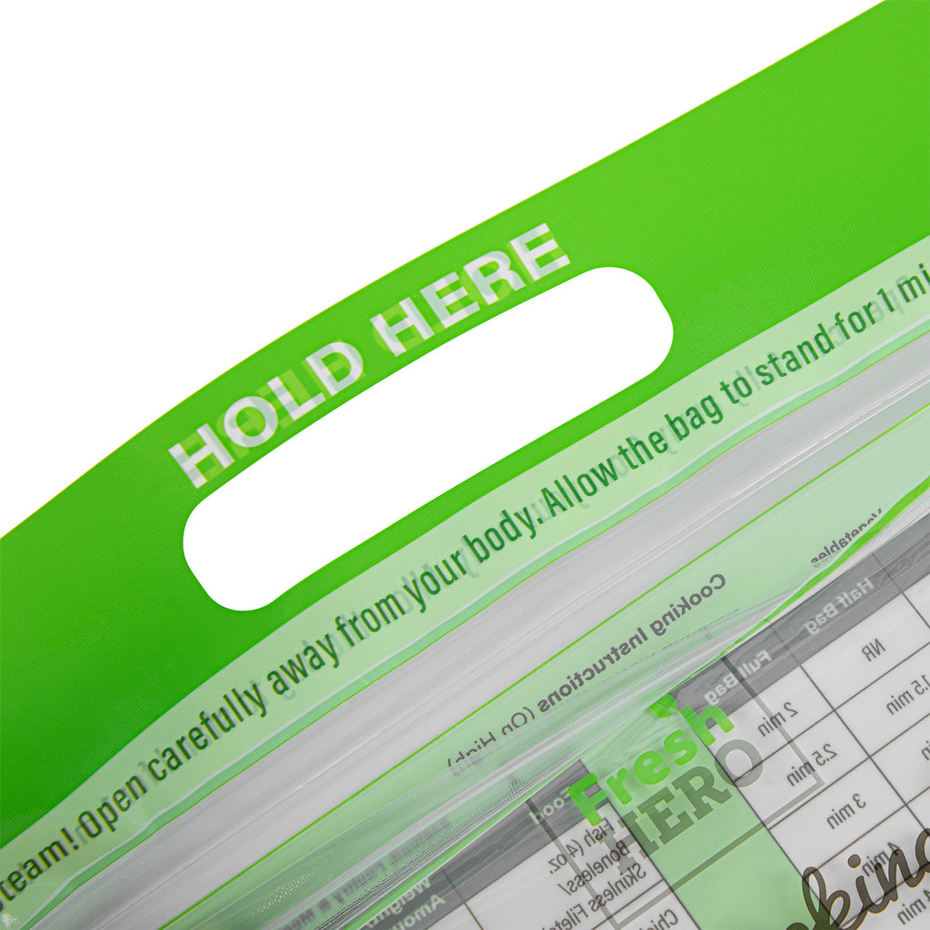 Fresh Hero Green Plastic Steam Bag - Microwave-Safe, BPA-Free - 12 3/4" x 7 1/2" - 25 count box
