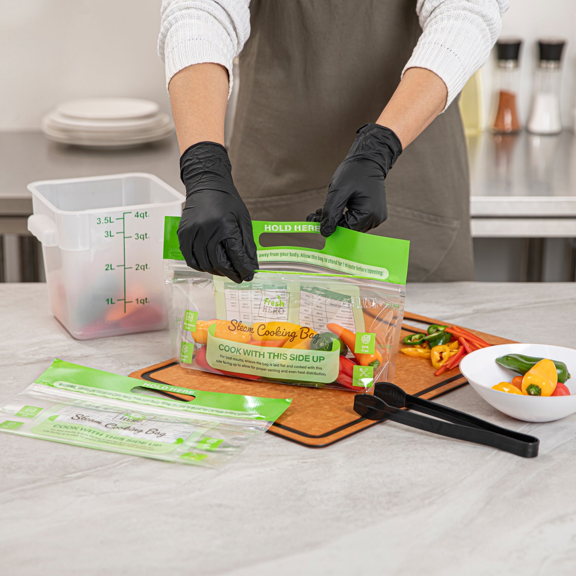 Fresh Hero Green Plastic Steam Bag - Microwave-Safe, BPA-Free - 12 3/4" x 7 1/2" - 25 count box