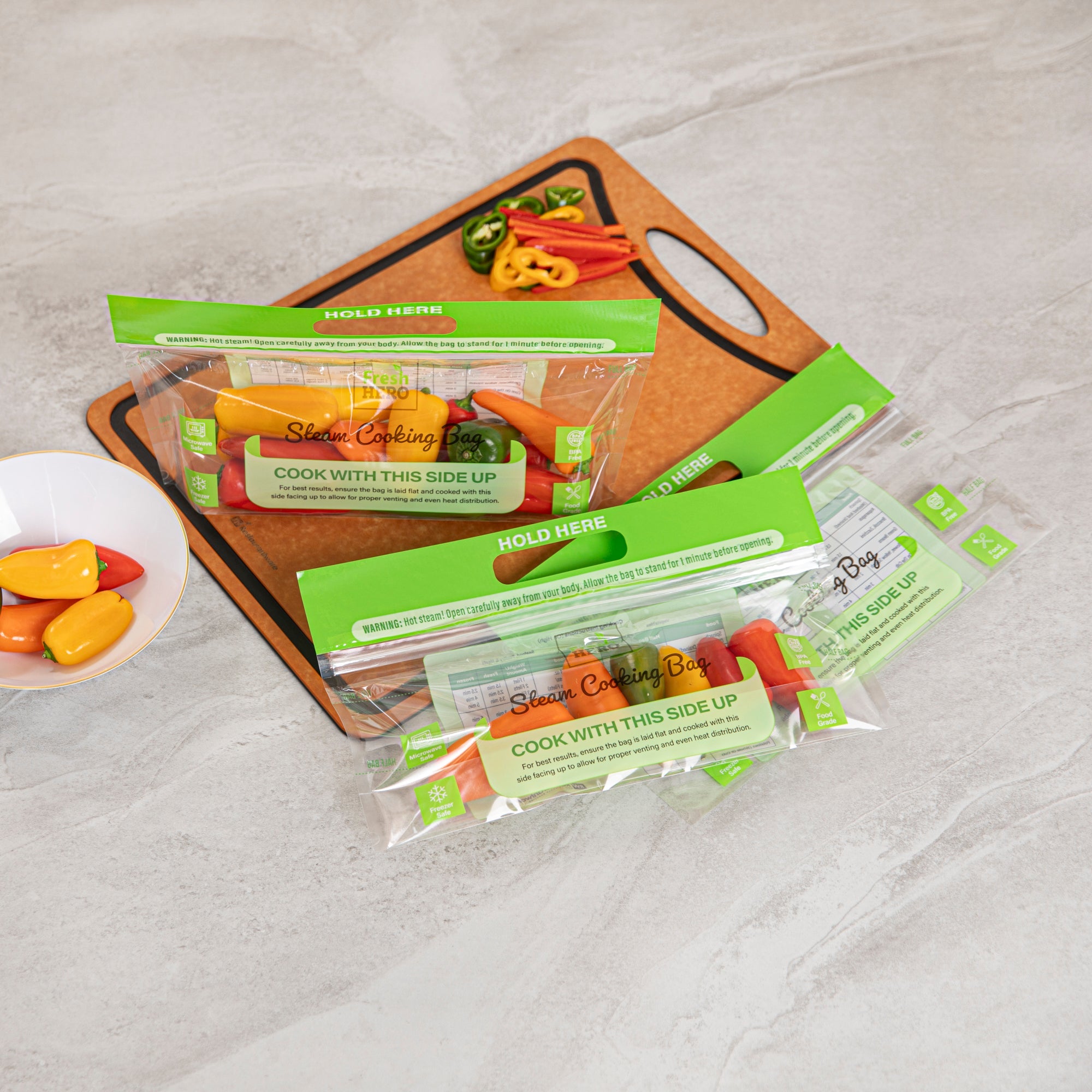 Fresh Hero Green Plastic Steam Bag - Microwave-Safe, BPA-Free - 12 3/4" x 7 1/2" - 500 count box