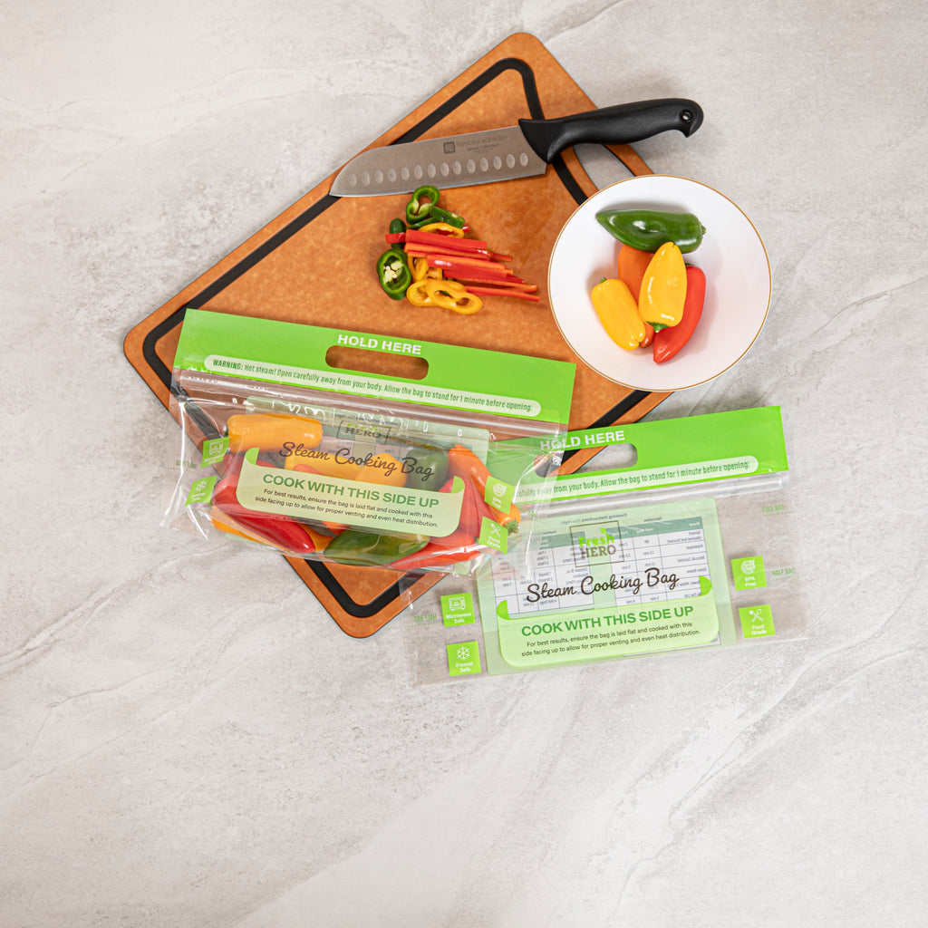 Fresh Hero Green Plastic Steam Bag - Microwave-Safe, BPA-Free - 12 3/4" x 7 1/2" - 500 count box