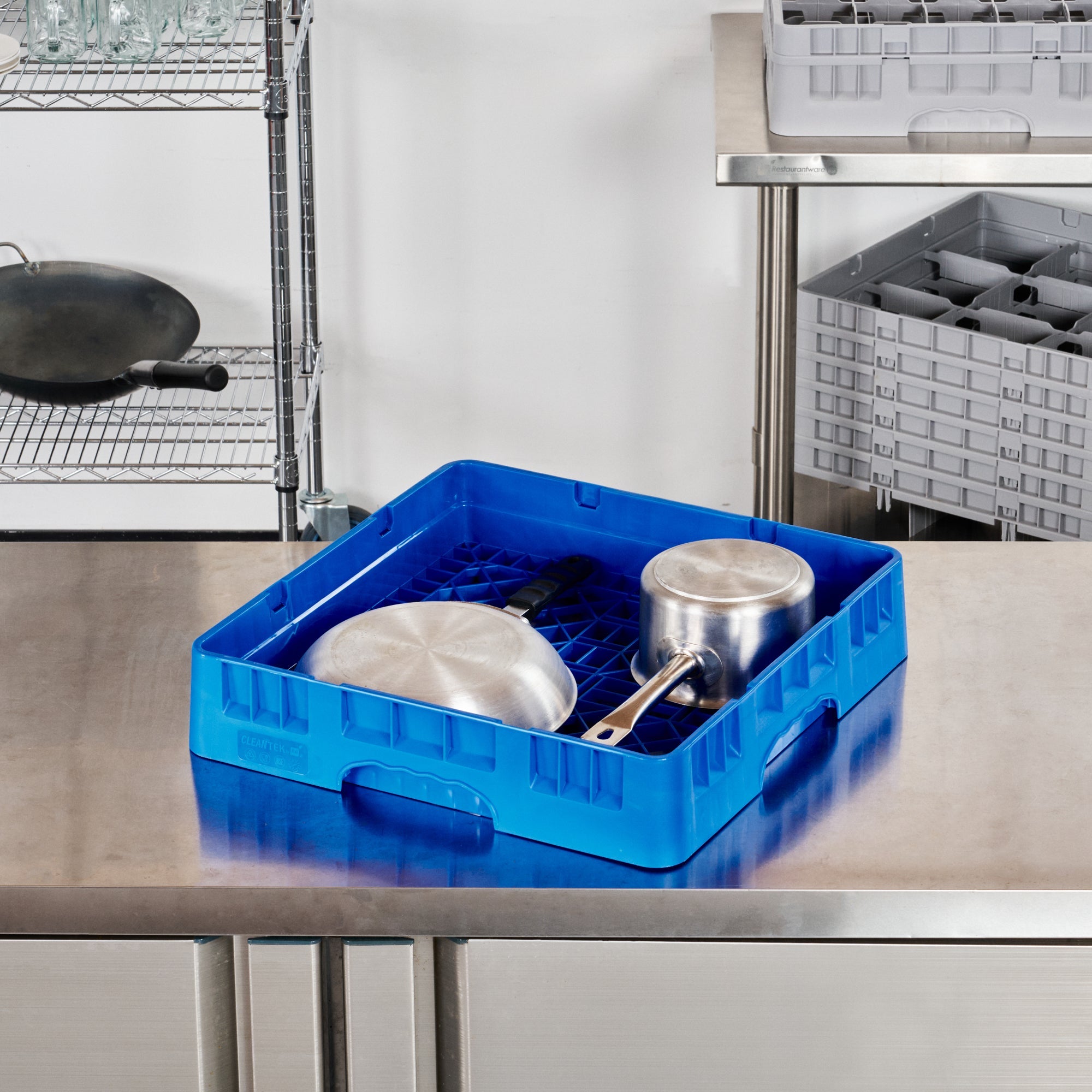 Clean Tek Professional Blue Base Rack - with Closed Sides - 19 3/4" x 19 3/4" x 4" - 1 count box