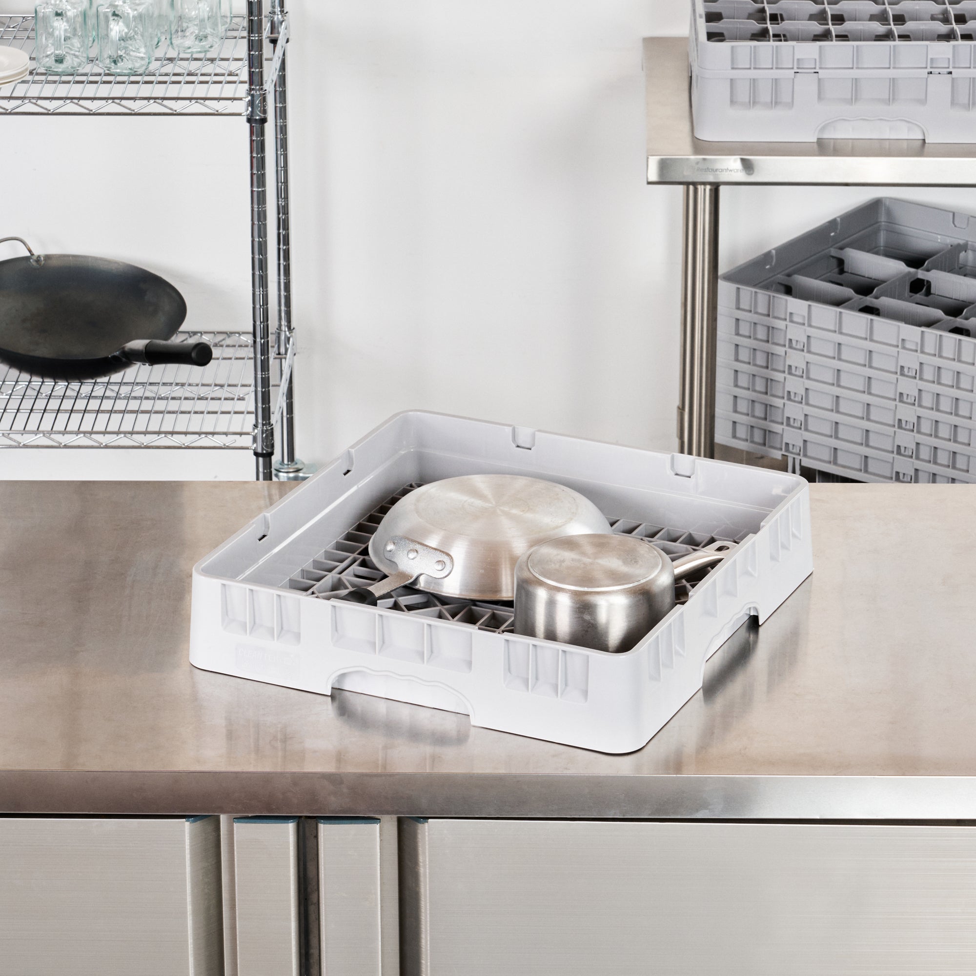 Clean Tek Professional Gray Base Rack - with Closed Sides - 19 3/4" x 19 3/4" x 4" - 1 count box