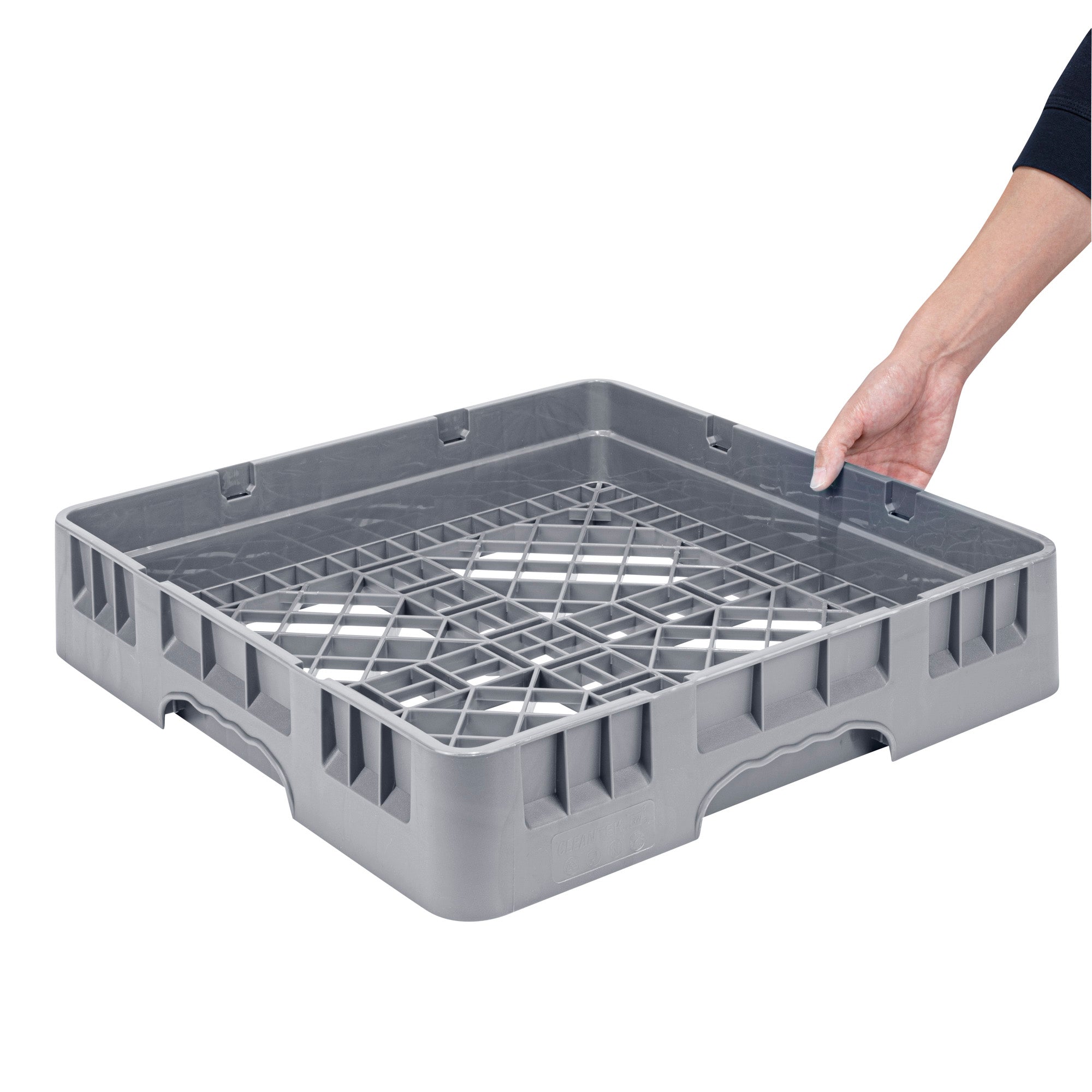 Clean Tek Professional Gray Base Rack - with Closed Sides - 19 3/4" x 19 3/4" x 4" - 1 count box