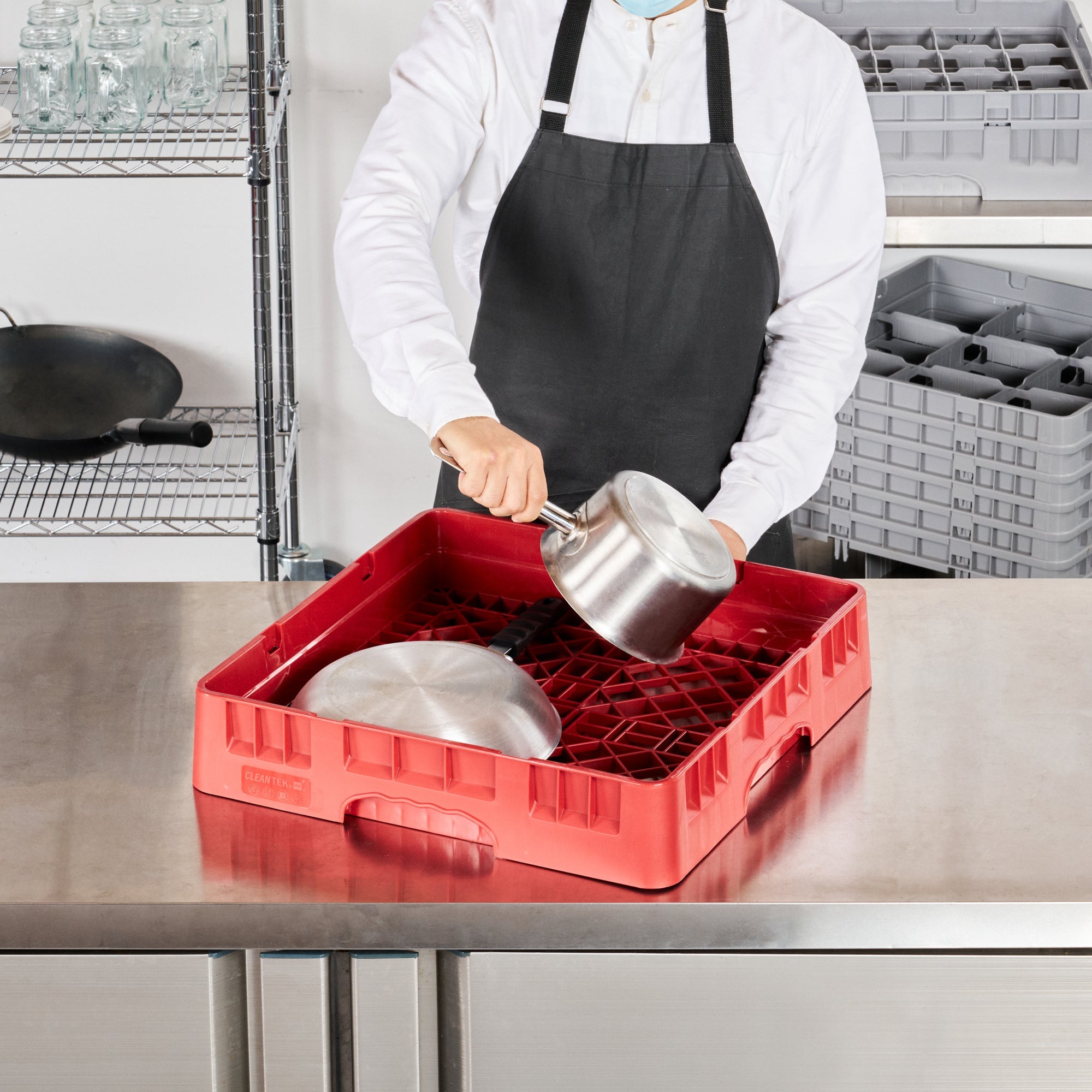 Clean Tek Professional Red Base Rack - with Closed Sides - 19 3/4" x 19 3/4" x 4" - 1 count box
