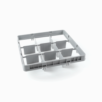 Clean Tek Professional Gray Full Drop Extender - 9 Compartments - 19 3/4" x 19 3/4" x 4 3/4" - 1 count box
